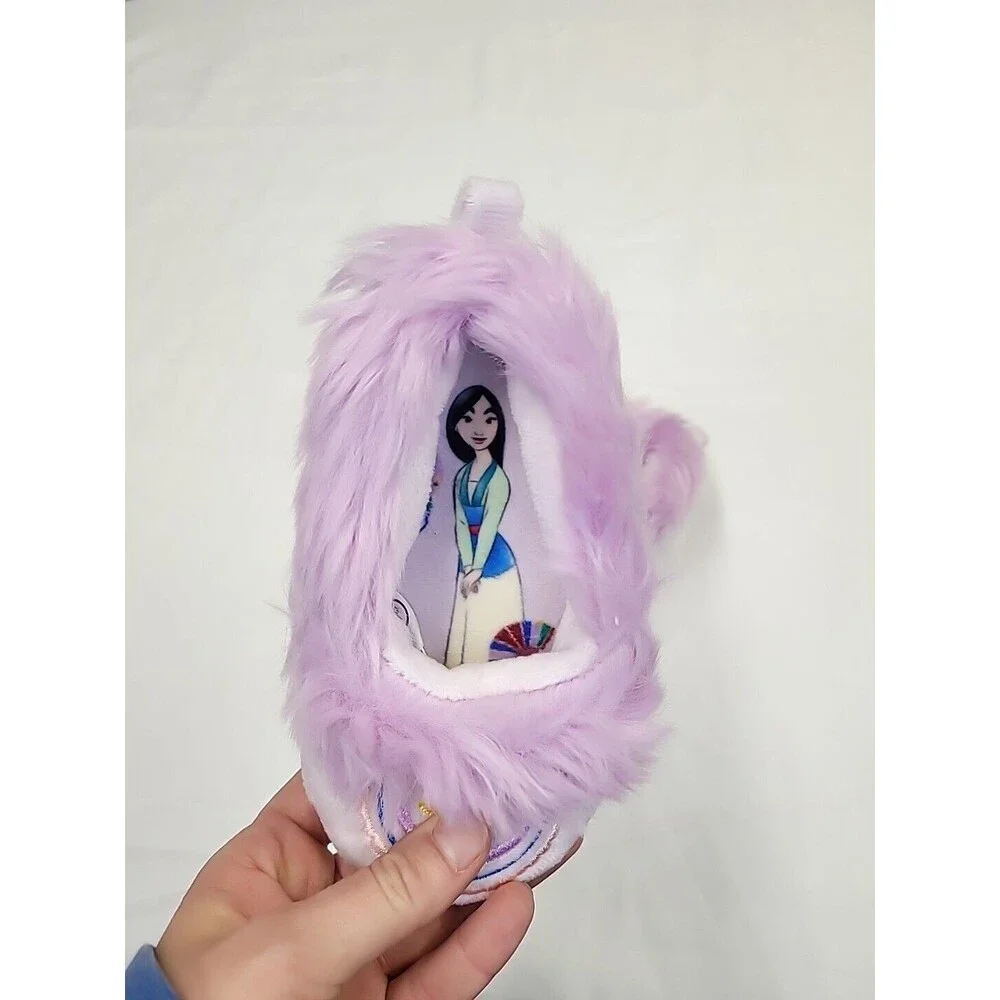 Disney Princess Toddler Girl Snow White Mulan Cozy Faux Fur Slippers 7/8‎ Purple